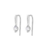 Round Zircon Silver Hook Earrings